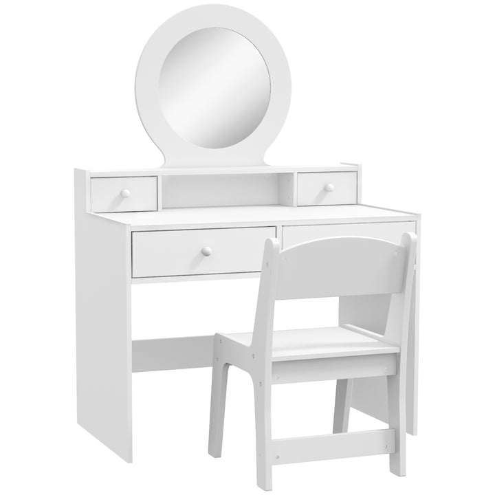 Kids Dressing Table Set Kids Make up Table with Stool and Mirror, Stor