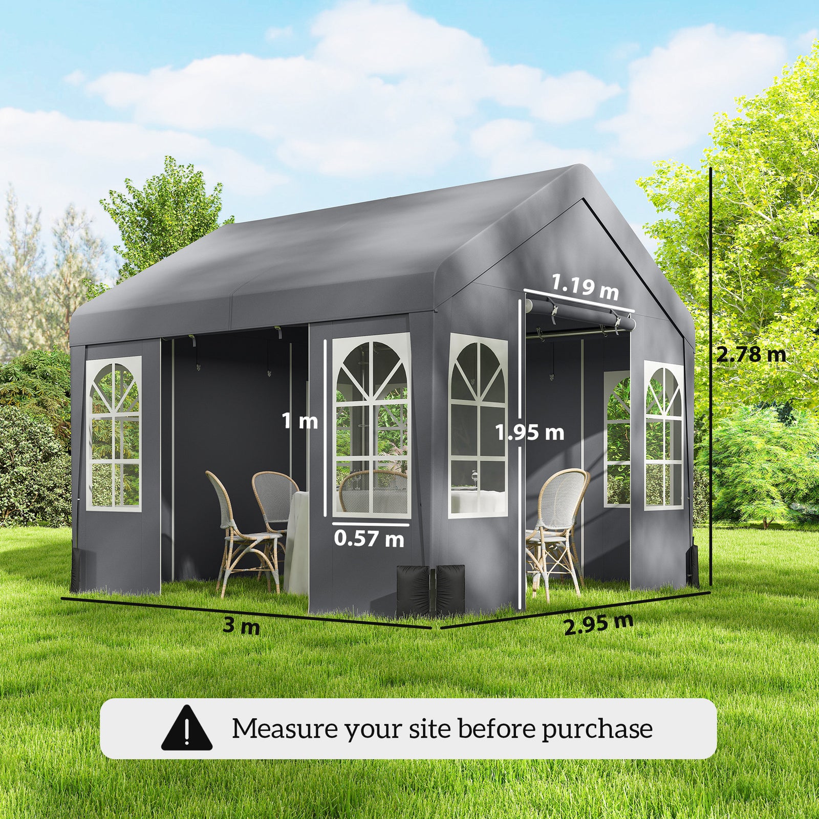 3 x 3 m Party Tent, Outdoor Canopy Tent Shelter with Removable Sidewal