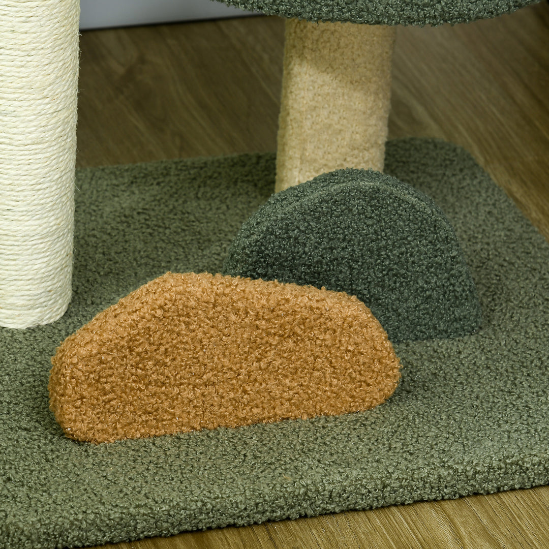 PawHut Compact Cat Tree for Kittens, with Scratching Posts, Dual Beds & Play Ball, 43 x 39 x 52cm, Grey