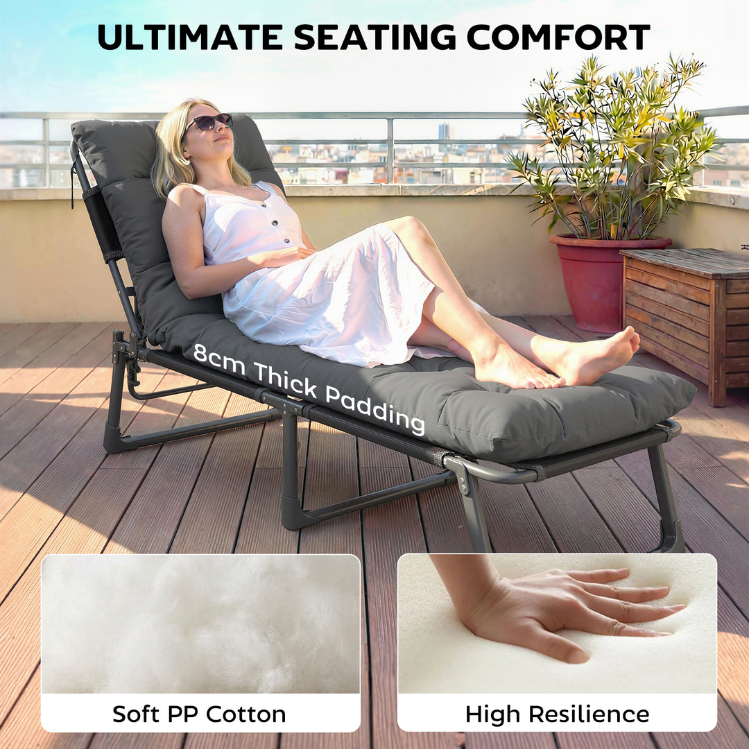 Sun Lounger Cushions Only, Garden Lounge Chair Cushions Set of 2, Sunb