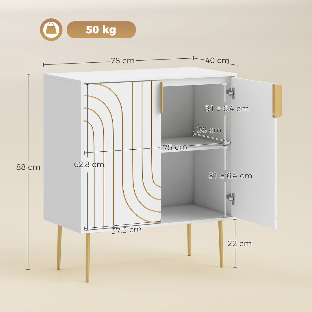 Modern Kitchen Cupboard, Storage Cabinet with 2 Doors, Adjustable Shel