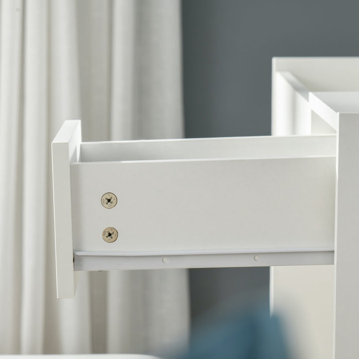 MCL Makeup Desk with Drawer, Vanity Table Set with Flip-up Mirror and Cushioned Stool, White