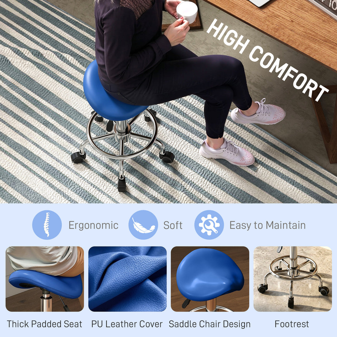 Salon Saddle Stool, Rolling Saddle Chair for Massage, Spa, Clinic, Bea