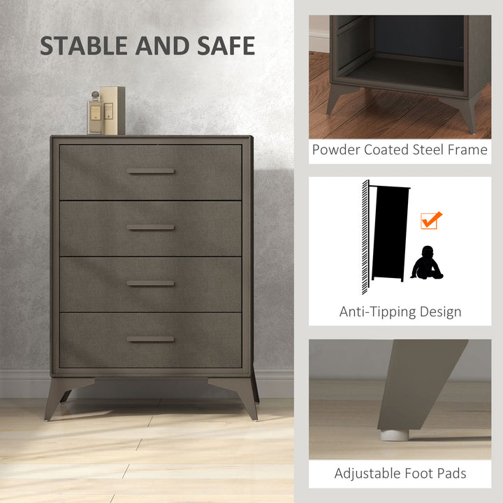 Velvet-Feel Chest of Four Drawers - Brown