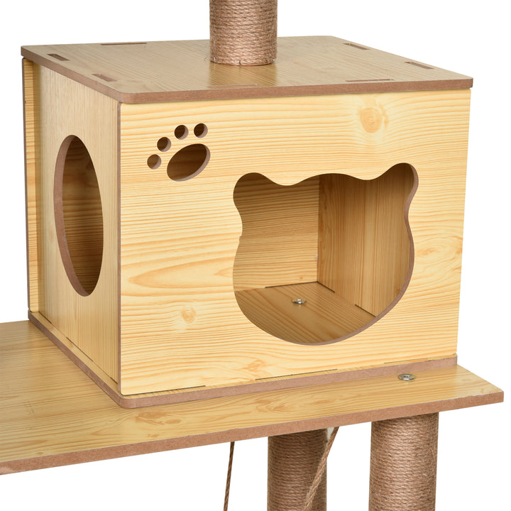 130cm Cat Tree for Indoor Cats, Multi-Level Plush Cat Tower, with Five Scratching Posts, Two Perches, Cat House, Hammock
