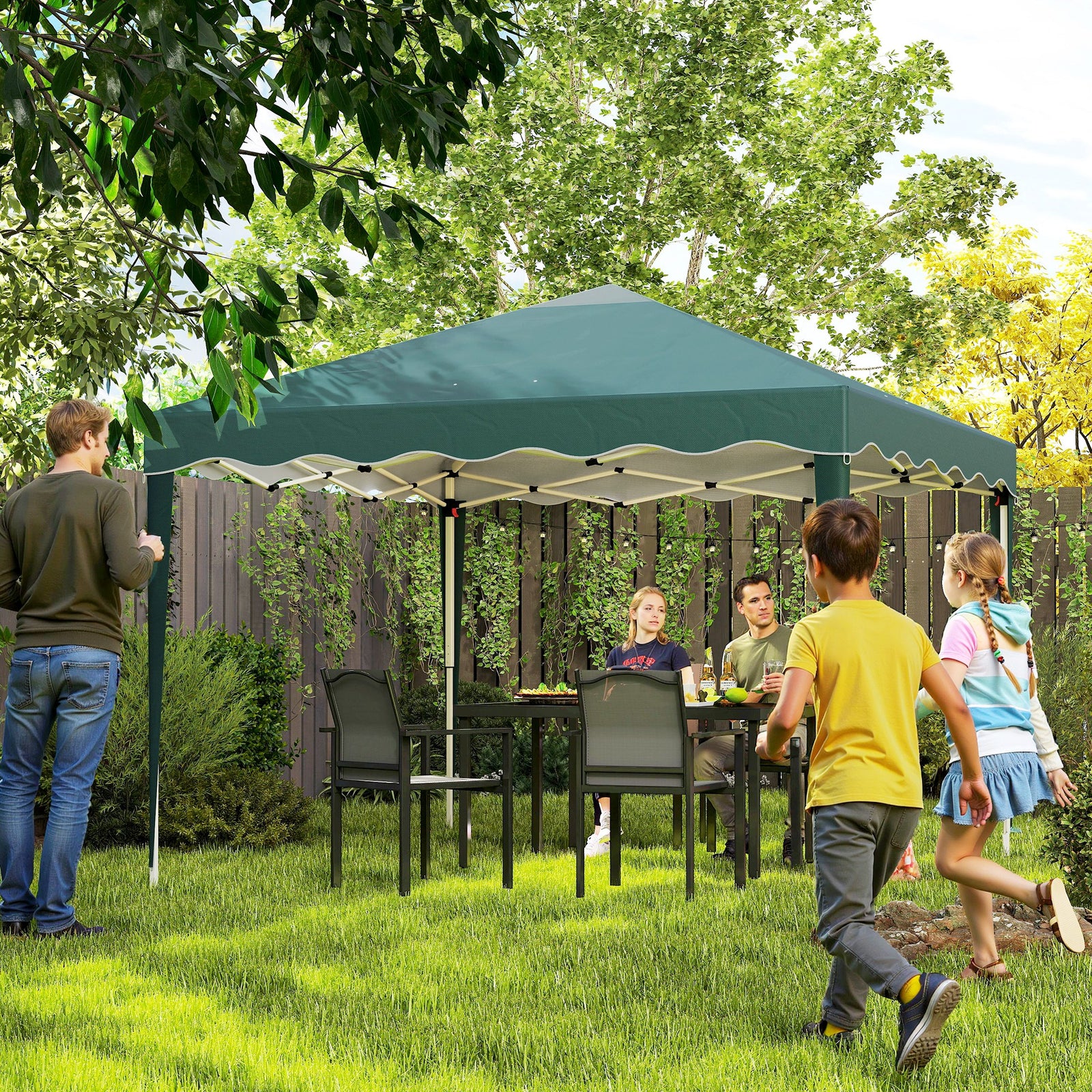 3 x 3cm Adjustable Height Pop-Up Gazebo, with Bag - Green