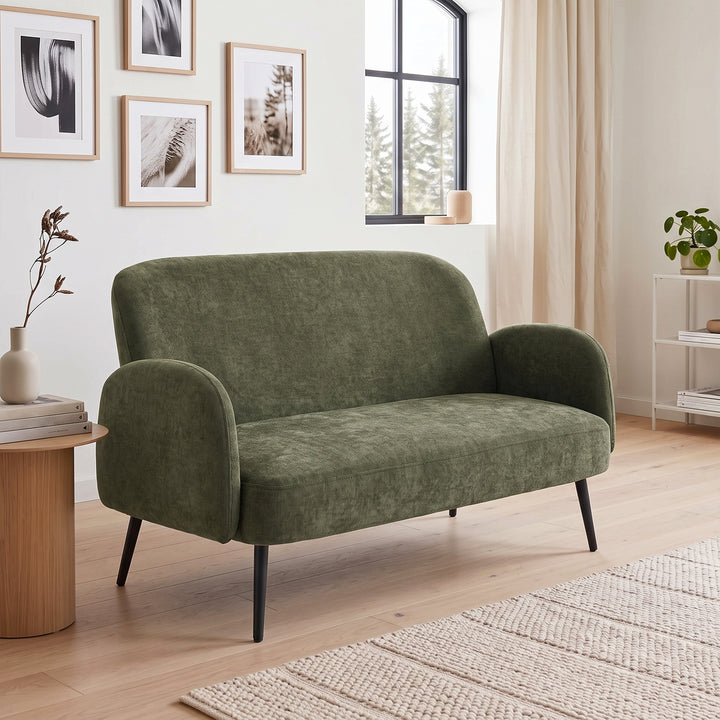 132cm 2 Seater Sofa, Velvet Comfy Small Sofa Couch with Wide Seat - view 2