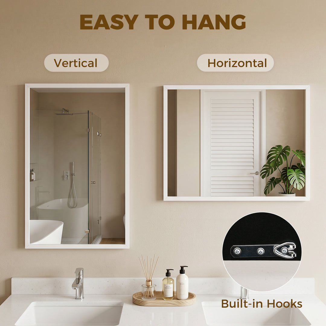 Wall-Mounted Bathroom Mirror, 70 x 50 cm Wall Mirror for Living Room, 