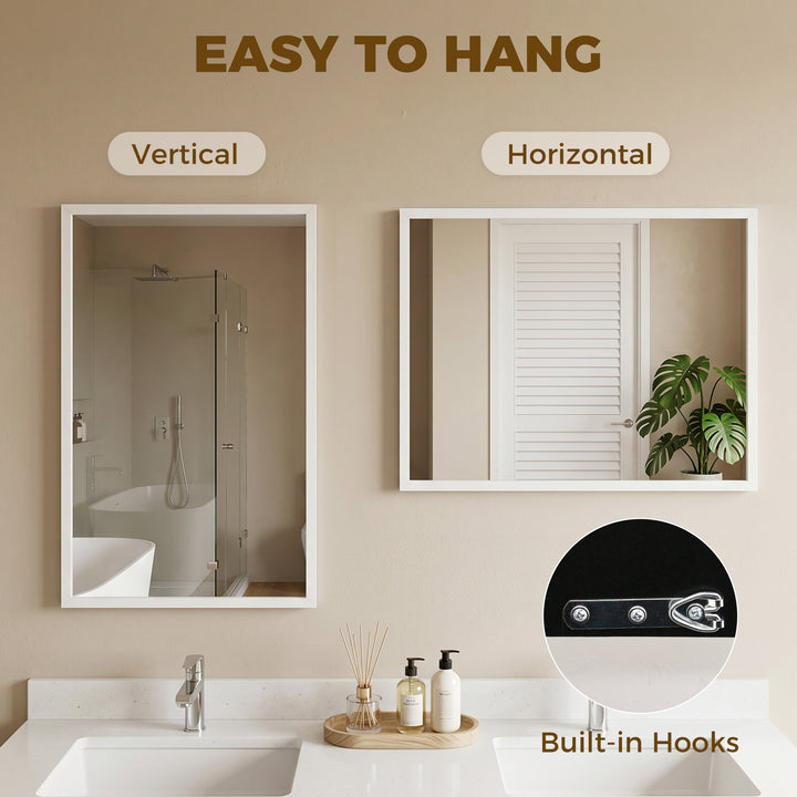 Wall-Mounted Bathroom Mirror, 70 x 50 cm Wall Mirror for Living Room, 