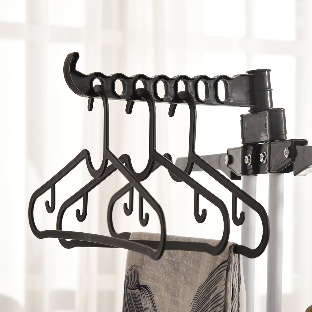 HOMCOM Laundry Drying Rack: Foldable 4-Tier Steel Clothes Airer with Castors, Indoor & Outdoor, Black | Aosom UK