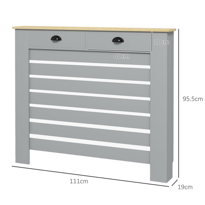 95.5H x 111Wcm Radiator Cover, with Drawer - Grey