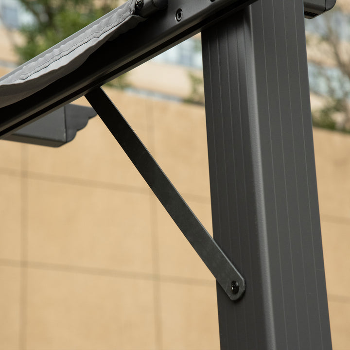 3 x 3 m Aluminum Gazebo, with Retractable Roof - Grey