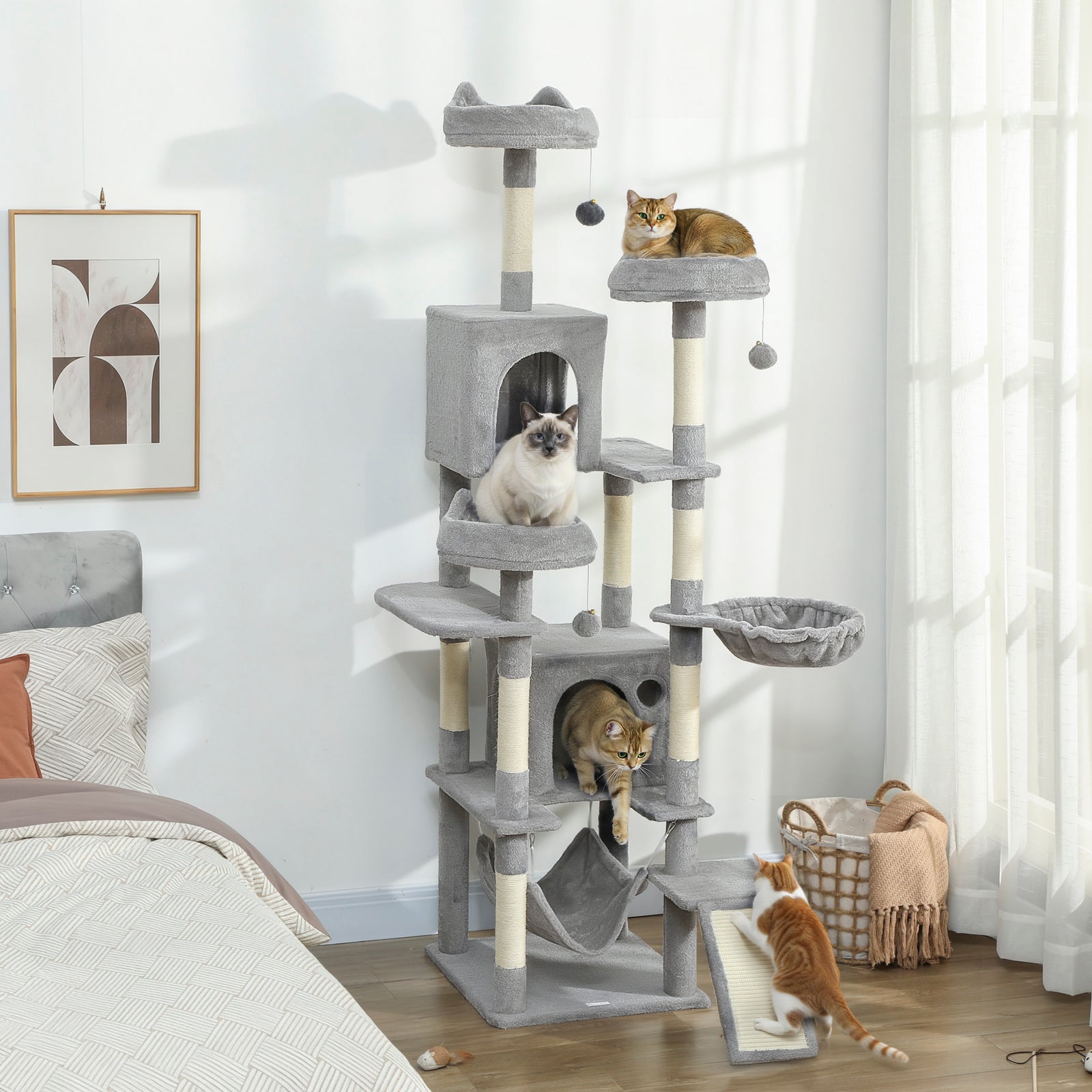 Cat Tree, 192 cm Large Multi-Level Cat Tower for Indoor Kittens with 8