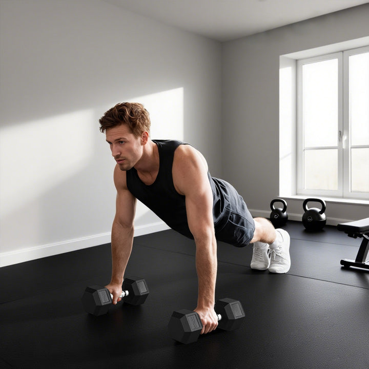 MCL 20KG Single Rubber Hex Dumbbell Portable Hand Weights Dumbbell Home Gym