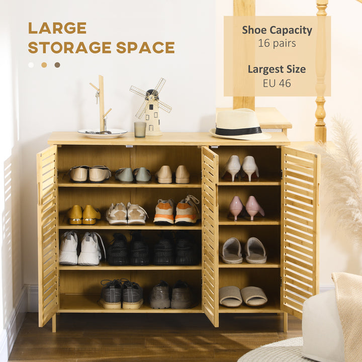 Rustic Shoe Cabinet, 3 Door Shoe Storage Cabinet with 8 Shelves
