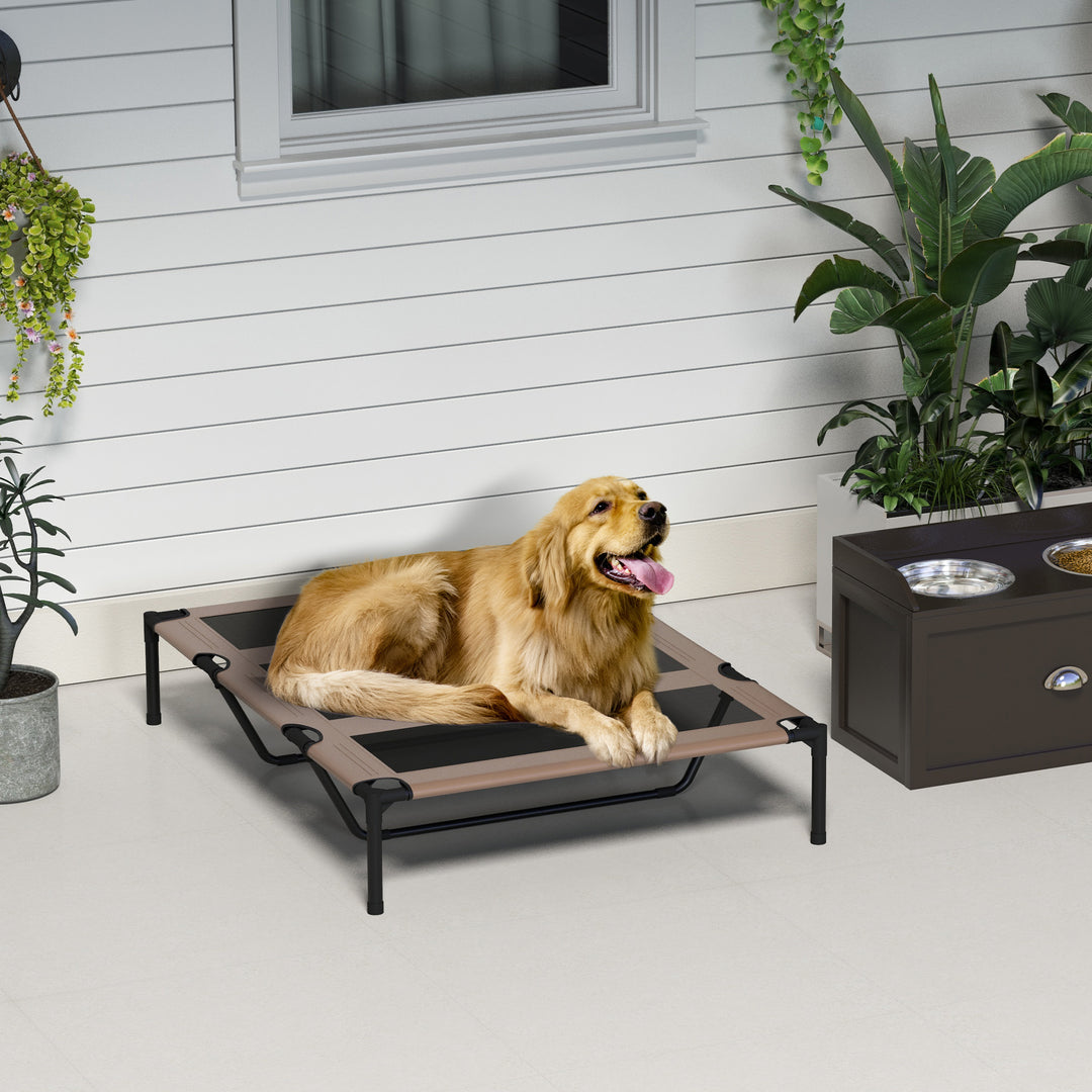 Raised Dog Bed Cooling Elevated Pet Cot with Breathable Mesh for Indoor Outdoor Use Brown, XX Large, 122 x 92 x 23cm