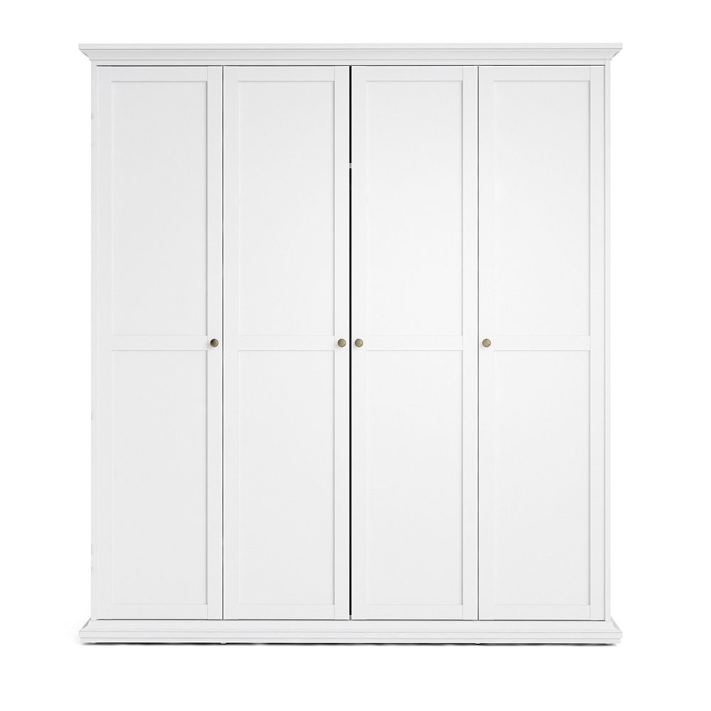 Paris Wardrobe with 4 Doors in White