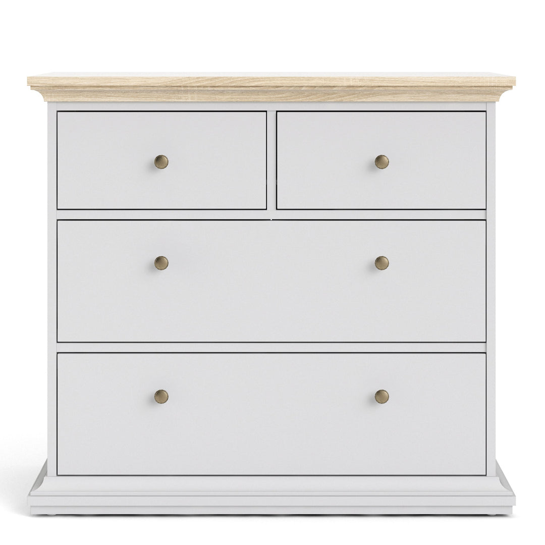 Paris Chest of 4 Drawers in White and Oak