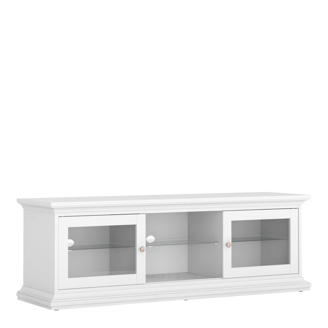 Paris TV Unit - Wide - 2 Doors 1 Shelf in White