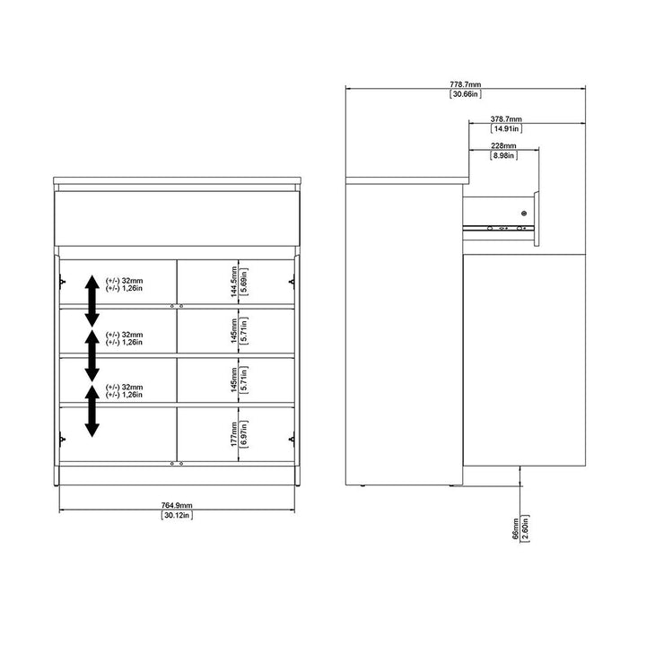 Naia Sideboard - 1 Drawer 2 Doors in Black Matt