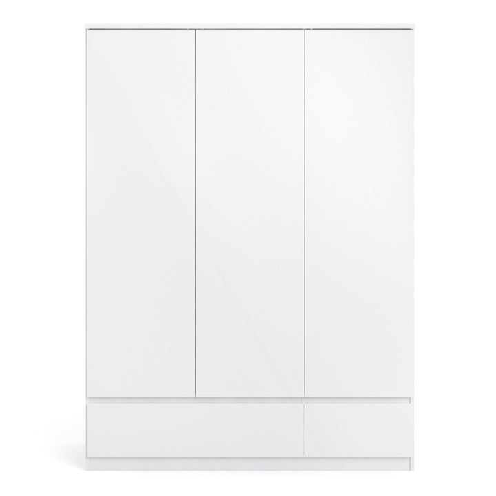 Naia Wardrobe with 3 doors + 2 drawers in White High Gloss