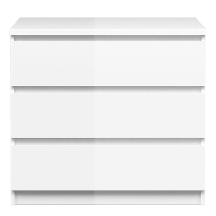 Naia Chest of 3 Drawers in White High Gloss