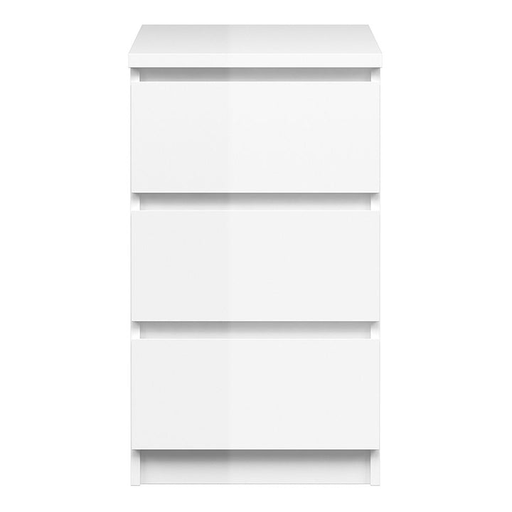 Naia Bedside 3 Drawers in White High Gloss