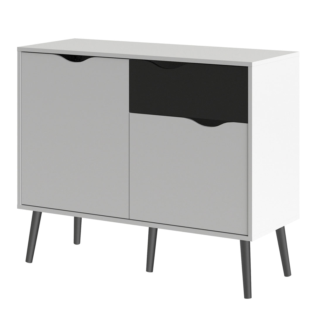 Oslo Sideboard - Small - 1 Drawer 2 Doors in White and Black Matt