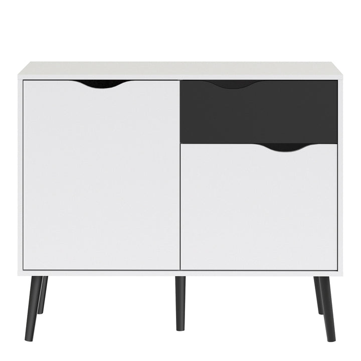 Oslo Sideboard - Small - 1 Drawer 2 Doors in White and Black Matt