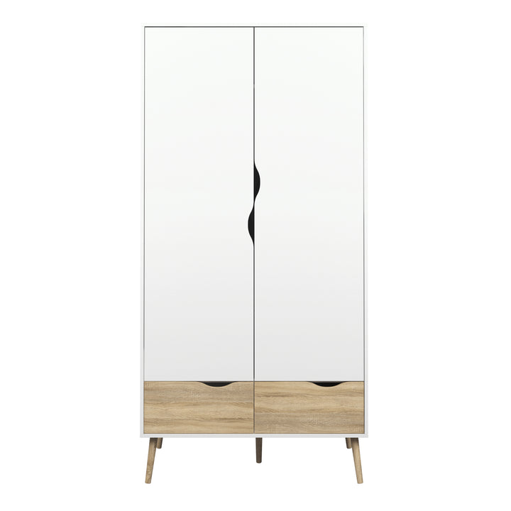 Oslo Wardrobe 2 Doors 2 Drawers in White and Oak