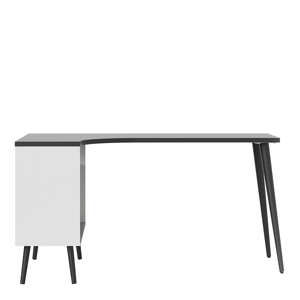 Oslo Desk 2 Drawer in White and Black Matt