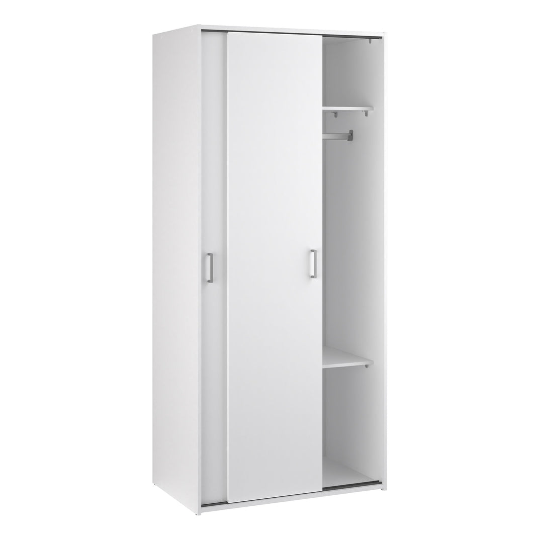 Space Wardrobe with 2 Sliding Doors in White