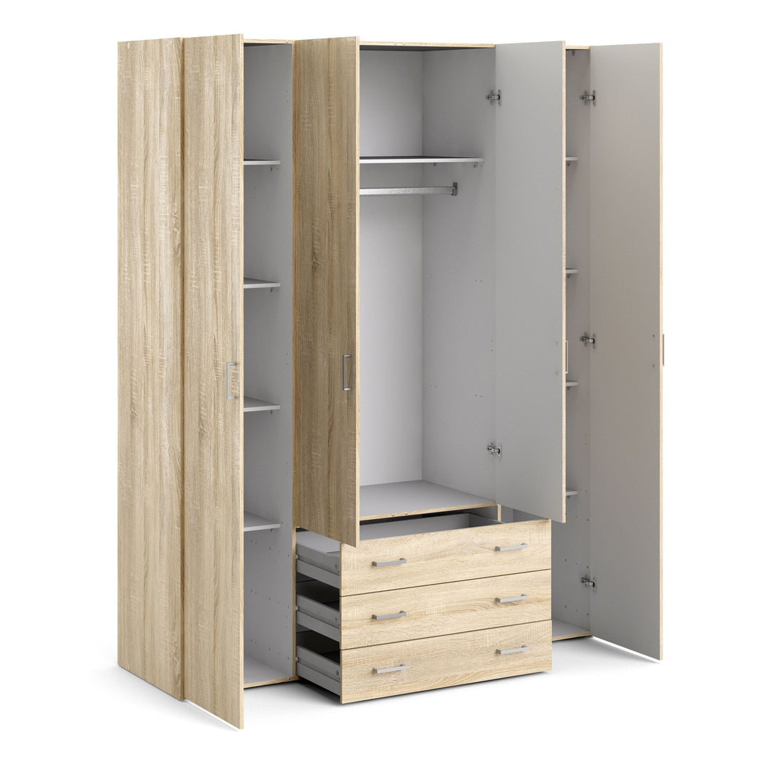 Space Wardrobe - 4 Doors 3 Drawers in Oak 2000