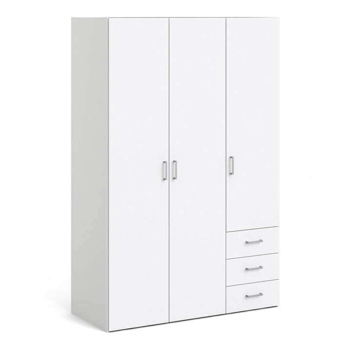 Space Wardrobe with 3 doors + 3 drawers White 1750