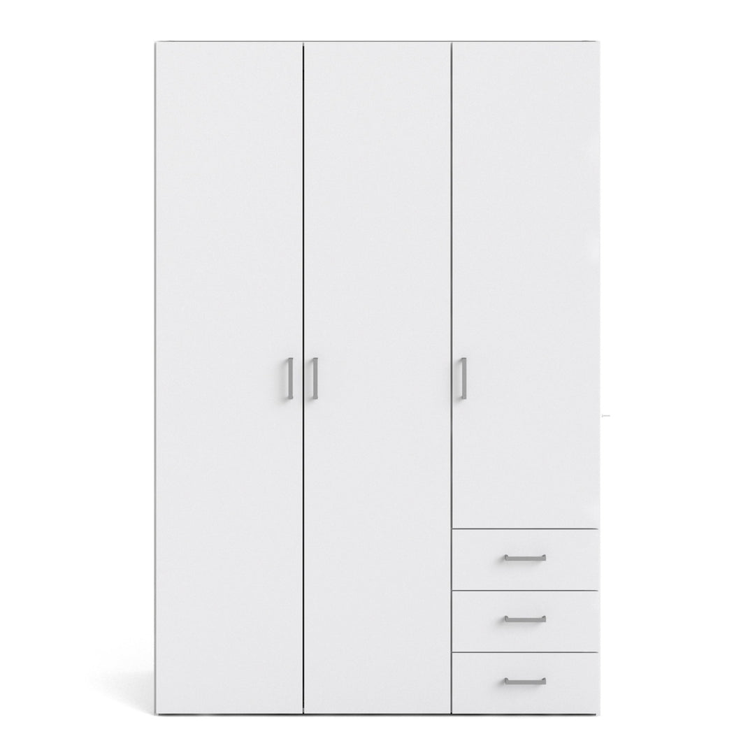 Space Wardrobe with 3 doors + 3 drawers White 1750