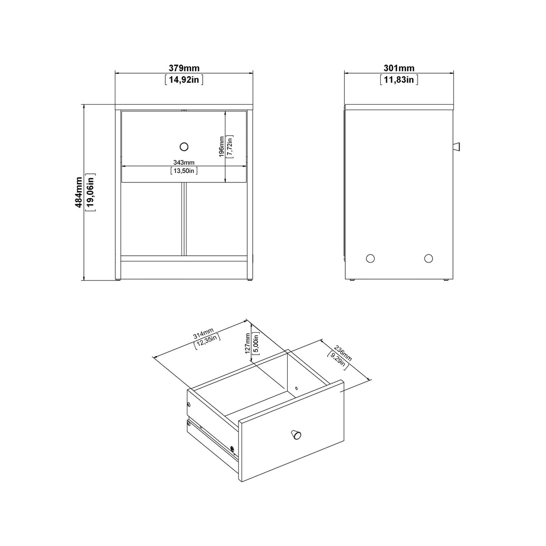 May Bedside 1 Drawer in Black