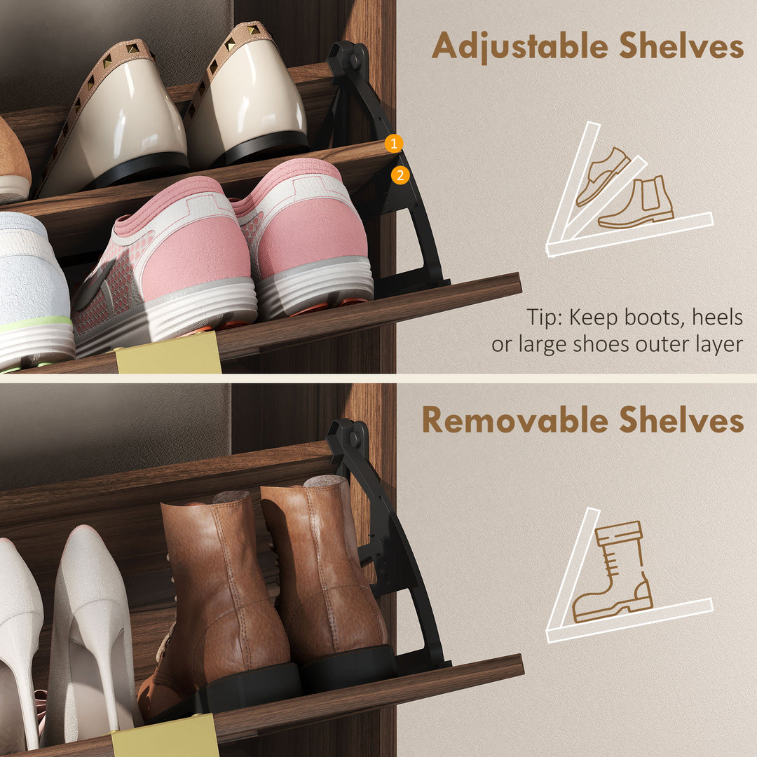 Shoe Cabinet with 2 Flip Drawers, Narrow Shoe Storage Top for Entryway