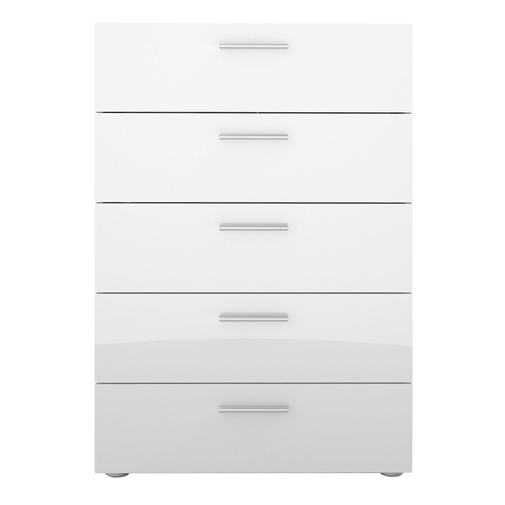Pepe Chest of 5 Drawers in Oak with White High Gloss