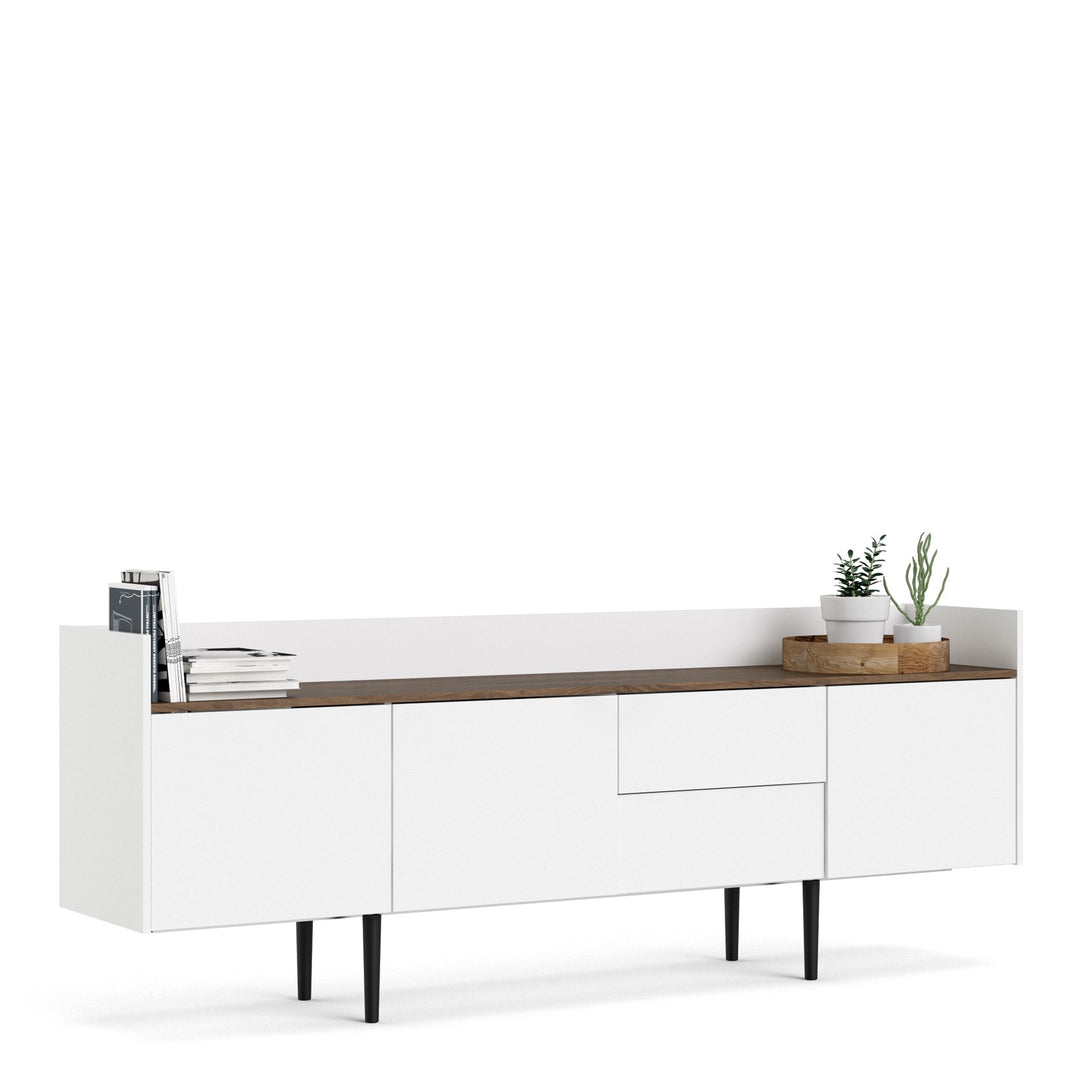 Unit Sideboard 2 Drawers 3 Doors in White and Walnut