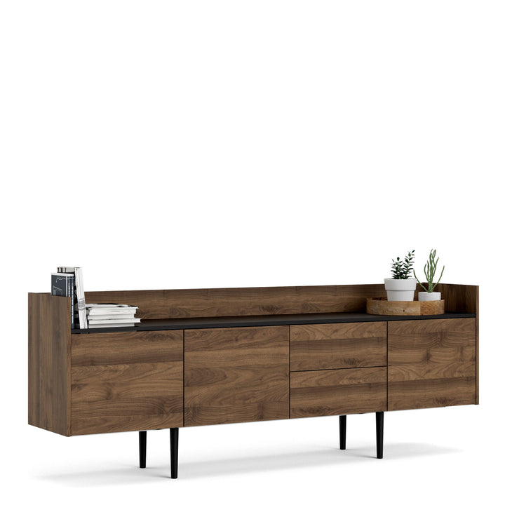 Unit Sideboard 2 Drawers 3 Doors in Walnut and Black