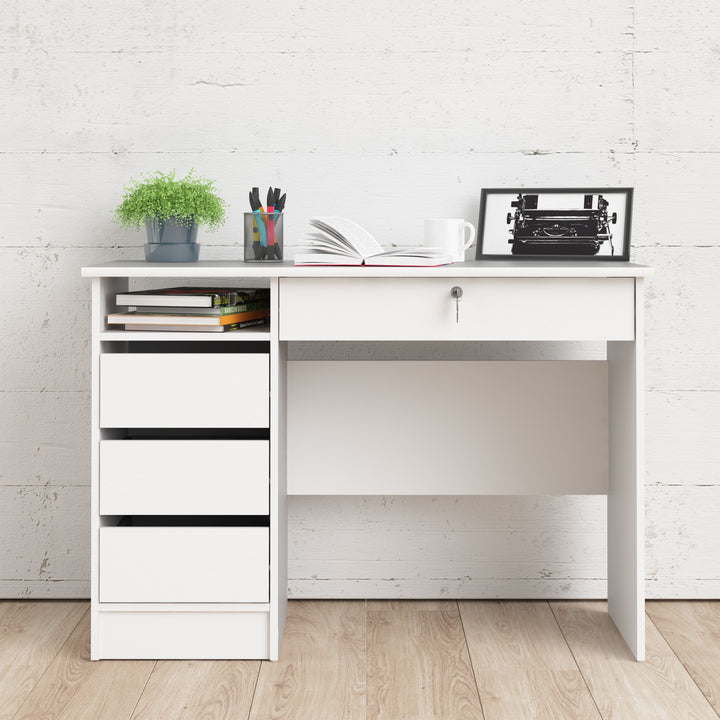 Function Plus Desk (3+1) handle free Drawer in White