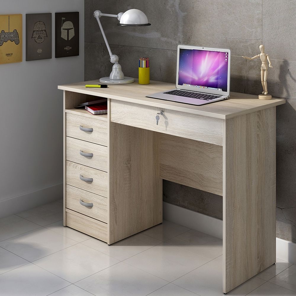 Function Plus Desk 5 Drawers in Oak