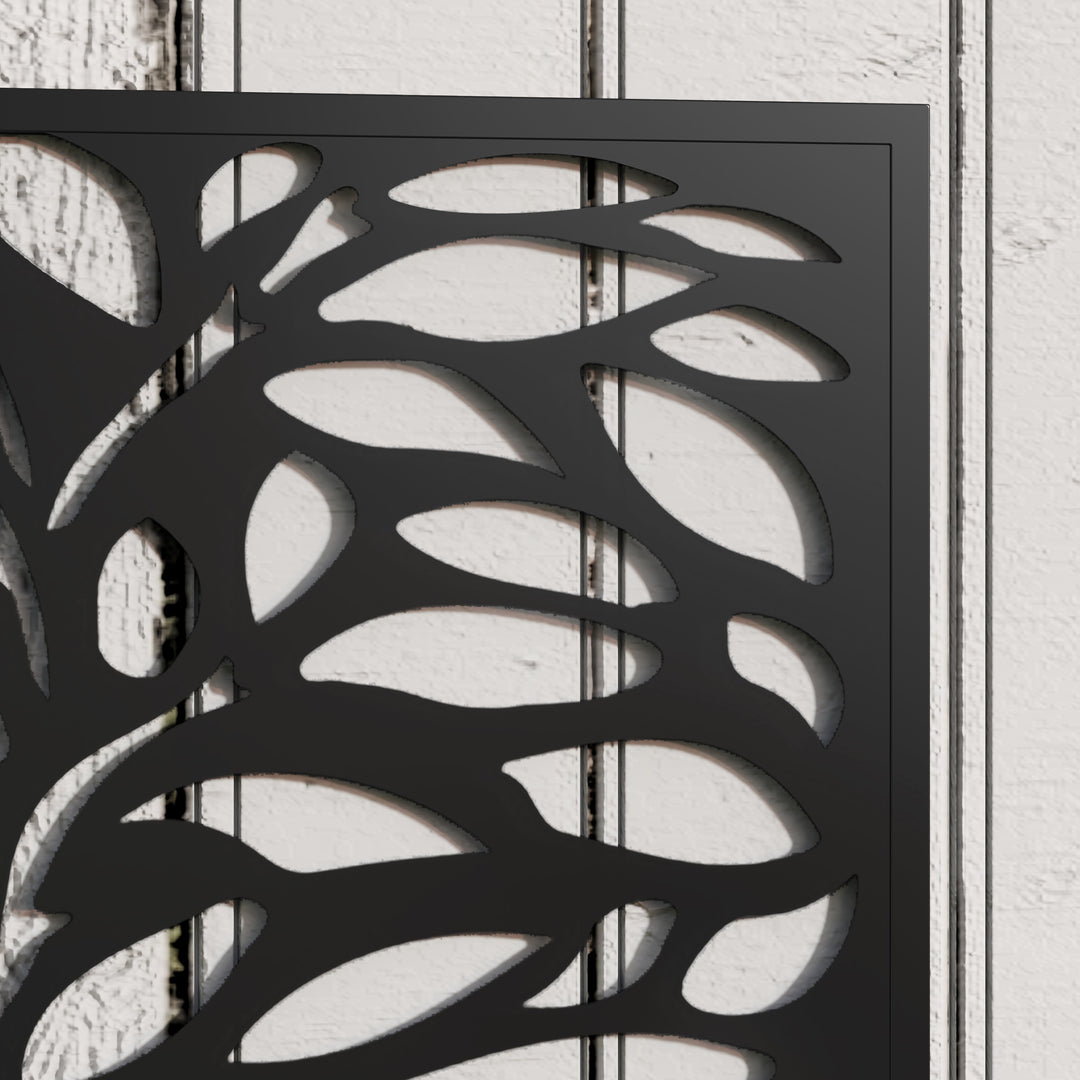 Outdoor Metal Planter, with Back Trellis - Black