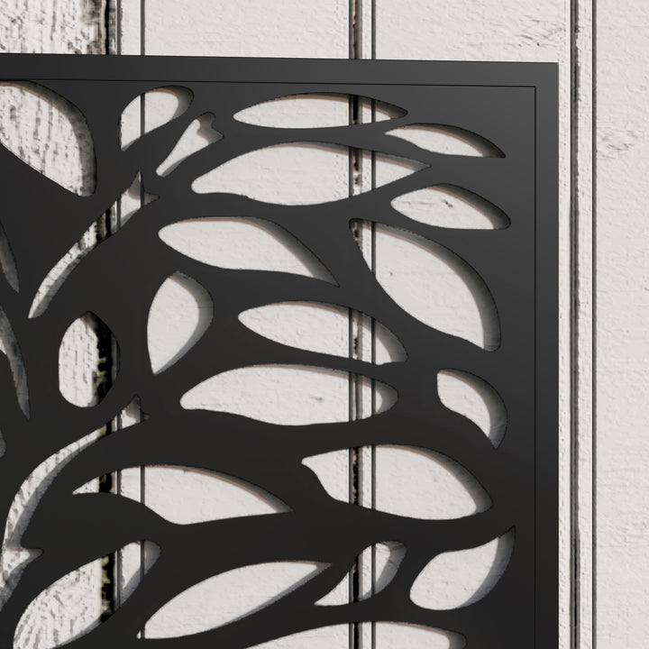 Outdoor Metal Planter, with Back Trellis - Black