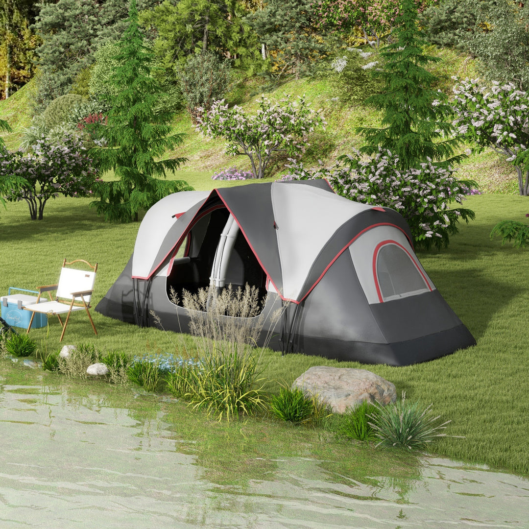 Camping Tent for 6-8 Man with 2000mm Waterproof Rainfly and Carry Bag for Fishing Hiking Festival, Grey