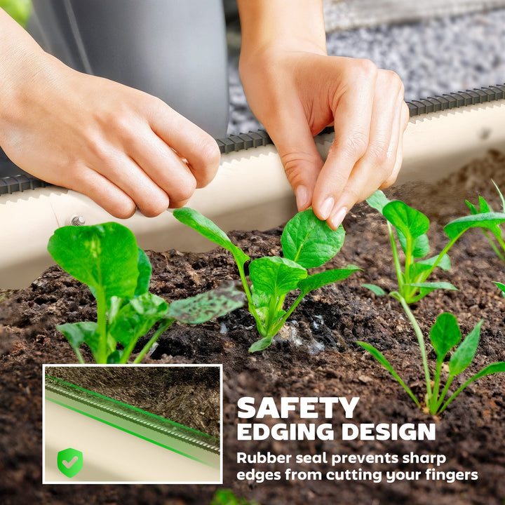 Galvanised Raised Garden Bed, Metal Planter Box with Safety Edging, fo
