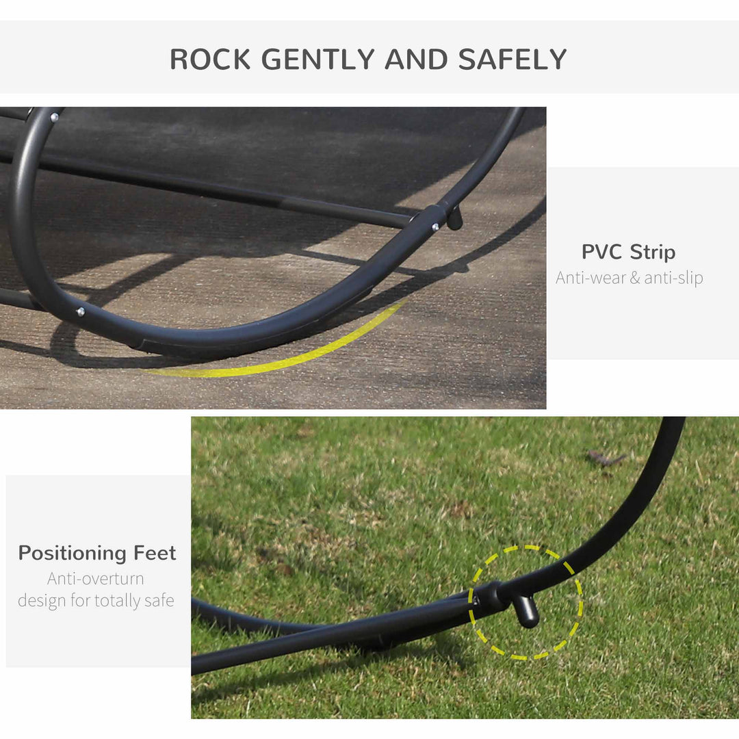 MCL Double Sun Lounger, Rocking Lounger Sunbed Daybed with Armrest and Headrest Pillow, for Two, For Outdoor Patio Garden, Cream White