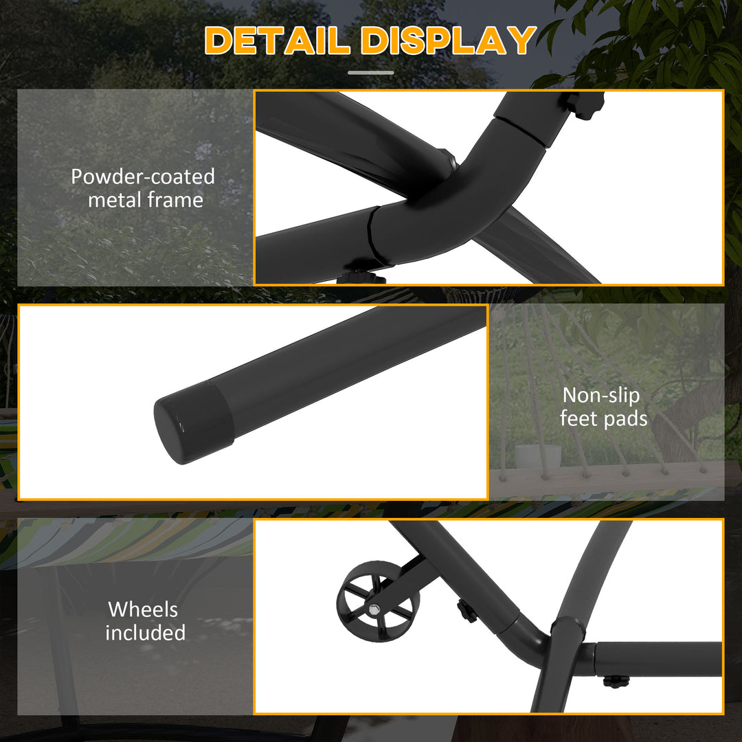9.5ft Hammock Stand, Portable Hammock with Wheels, Adjustable Hammock Net Stand with Carry Bag, for String-style, Brazilian-style, Flat-style, Rope-style Hammocks, Black