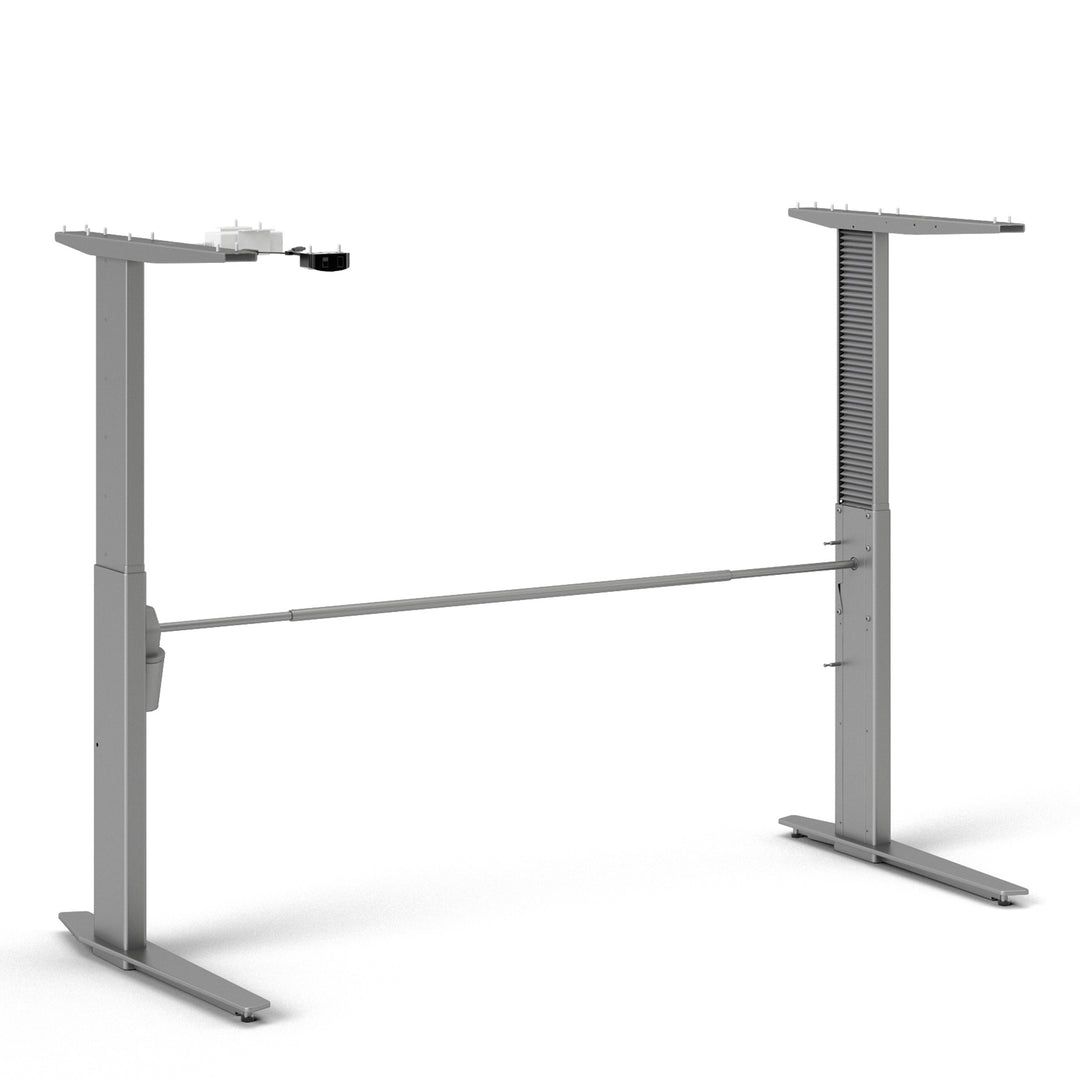 Prima Desk 150 cm in White with Height adjustable legs with electric control in Silver grey steel