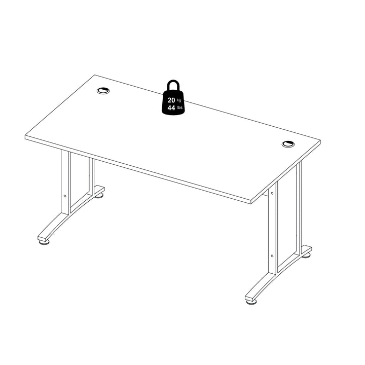 Prima Desk 150 cm in Black woodgrain with White legs